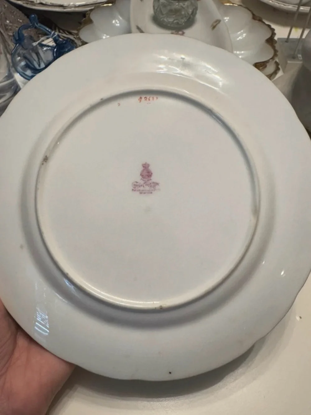 Ovington & Co. Turquoise and Gold Porcelain Dinner Plate with Gilded Trim